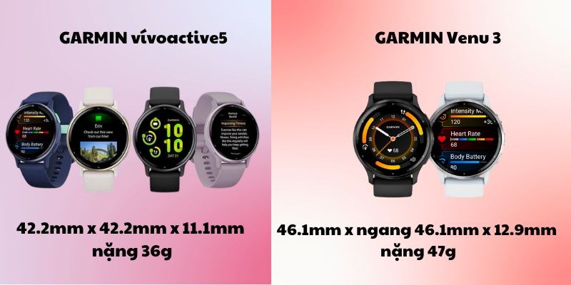 GARMIN vívoactive5 gọn nhẹ hơn