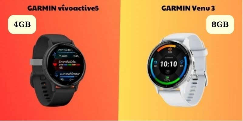 GARMIN Venu 3 có dung lượng lớn hơn 4GB so với GARMIN vívoactive5