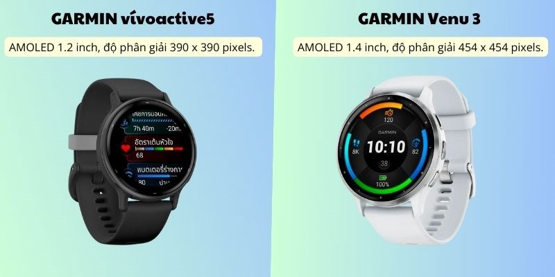 GARMIN Venu 3 có màn hình chất lượng hơn GARMIN vívoactive5 