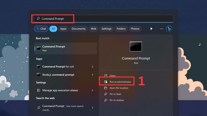 Vào Command Prompt Vào Command Prompt