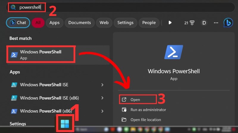 Mở Windows Powershell