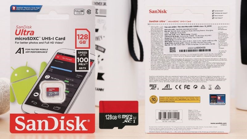 Thẻ nhớ MicroSD 128GB Class 10 có thiết kế gọn nhẹ