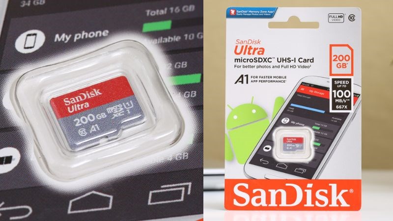 Thẻ nhớ MicroSD 200GB SanDisk Class 10 sở hữu bộ nhớ 200 GB