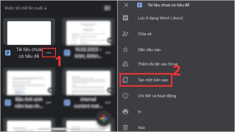 z Chọn biểu tượng Tạo bản sao để sao chép file