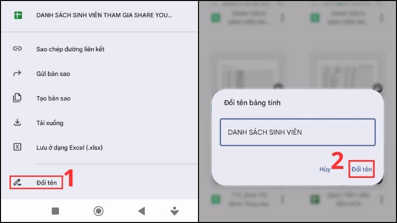 z Nhấn vào biểu tượng hình cây bút (Đổi tên) > Nhập tên mới bạn muốn đổi