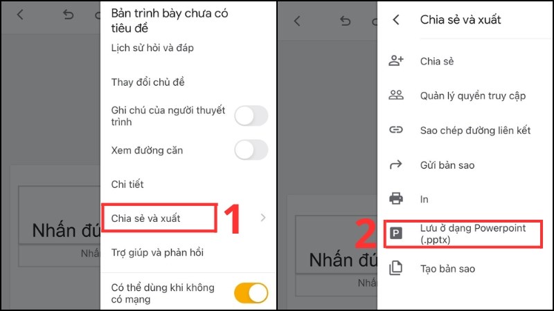 z Chọn mục Chia sẻ và xuất