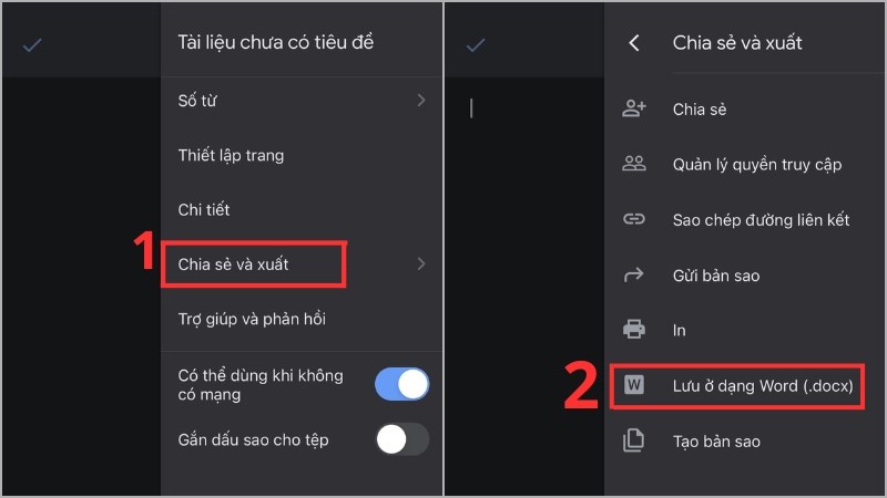 z Chọn mục Chia sẻ và xuất để lưu tài liệu