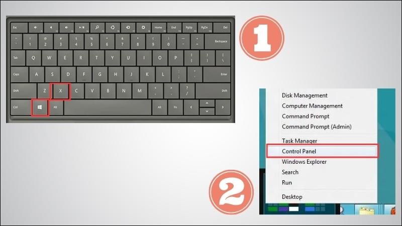 Nhấn tổ hợp phím Windows + X và chọn Control Panel Nhấn tổ hợp phím Windows + X và chọn Control Panel