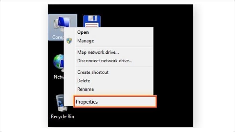 Nhấn chọn cửa sổ Computer bằng chuột phải > Chọn Properties Nhấn chọn cửa sổ Computer bằng chuột phải > Chọn Properties