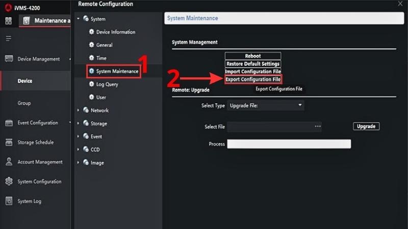 Tìm đến mục System Maintenance và xuất 1 file có đuôi.bin. Tìm đến mục System Maintenance và xuất 1 file có đuôi .bin