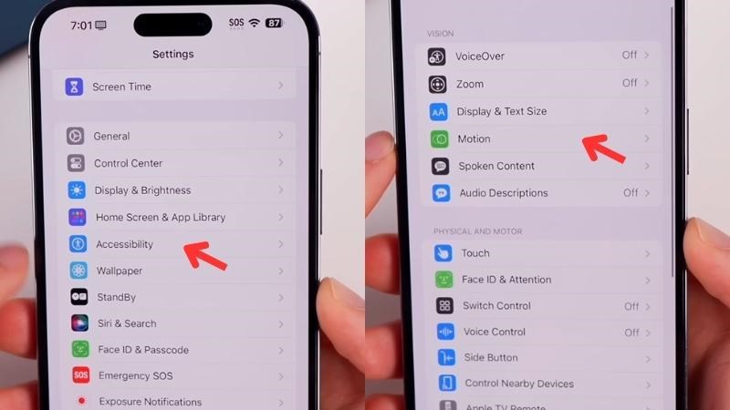 Vào mục Accessibility trong Settings Vào mục Accessibility trong Settings