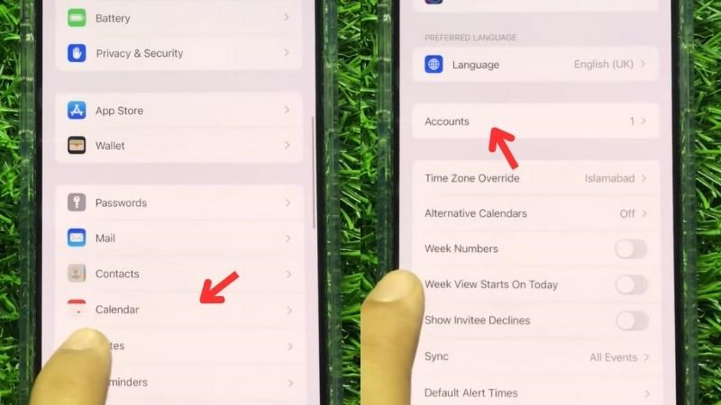 Vào Calendar trong Settings Vào Calendar trong Settings