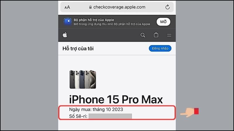 Apple sẽ trả về kết quả kèm theo ngày mua