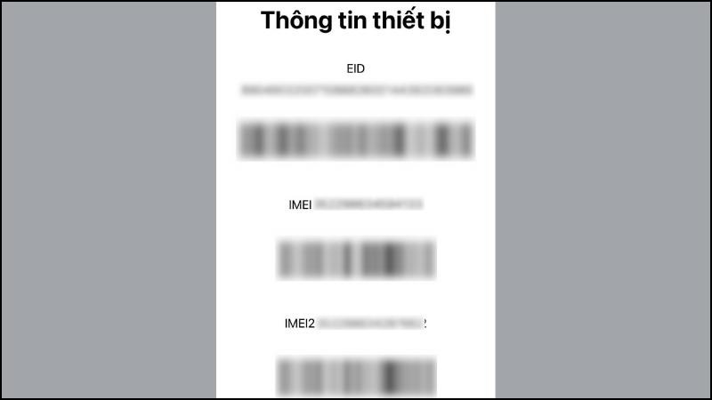 Mã IMEI sẽ xuất hiện trên màn hình