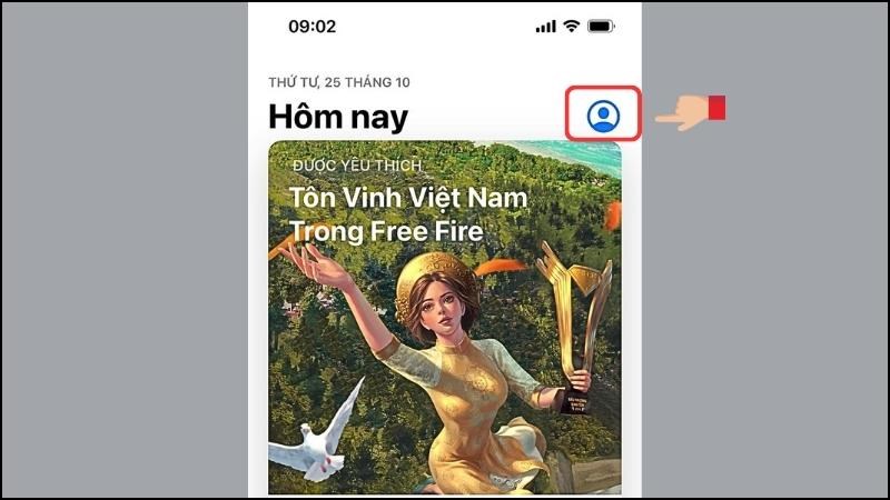 Nhấn vào ảnh hồ sơ của mình ở phía trên bên phải màn hình