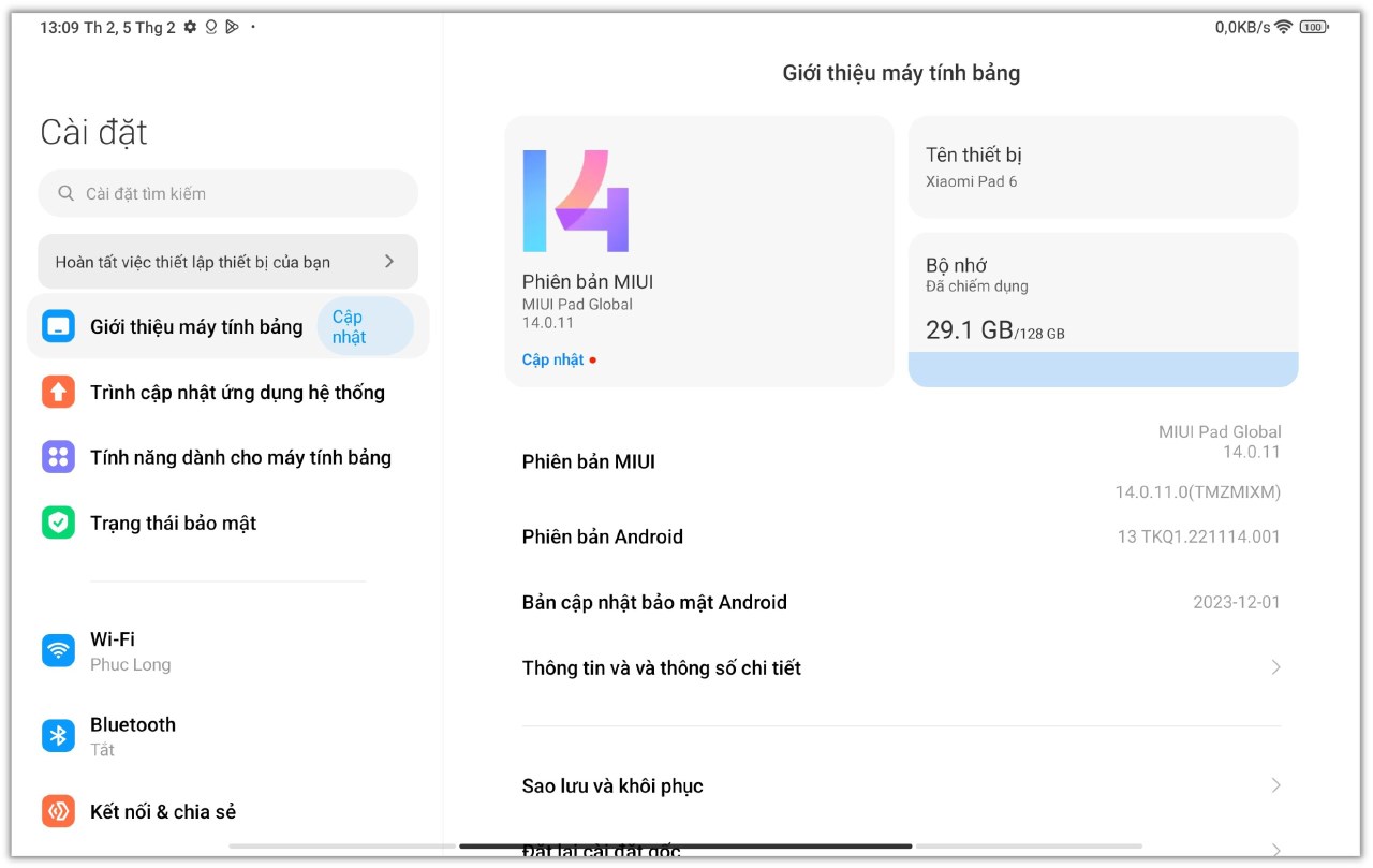 Trước khi cập nhật, Xiaomi Pad 6 của mình đang chạy MIUI 14.0.11. Trước khi cập nhật, Xiaomi Pad 6 của mình đang chạy MIUI 14.0.11.
