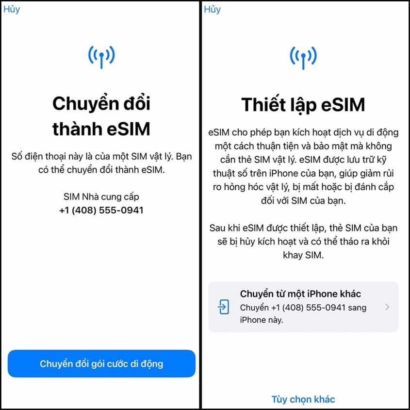 Chọn số điện thoại bạn muốn chuyển sang iPhone 15 mới