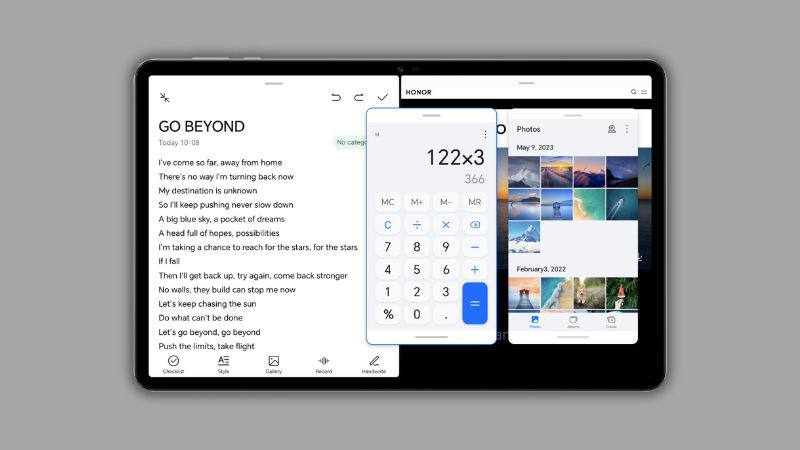 Máy tính bảng HONOR hỗ trợ đa nhiệm lên đến 4 cửa sổ