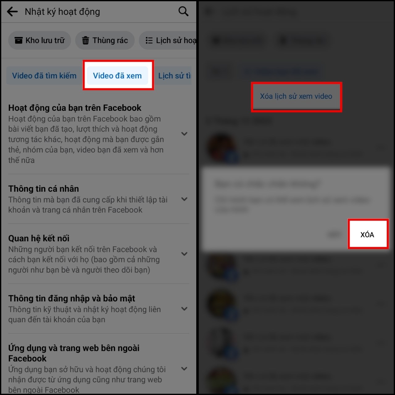 Cách xóa tất cả video đã xem trên Facebook