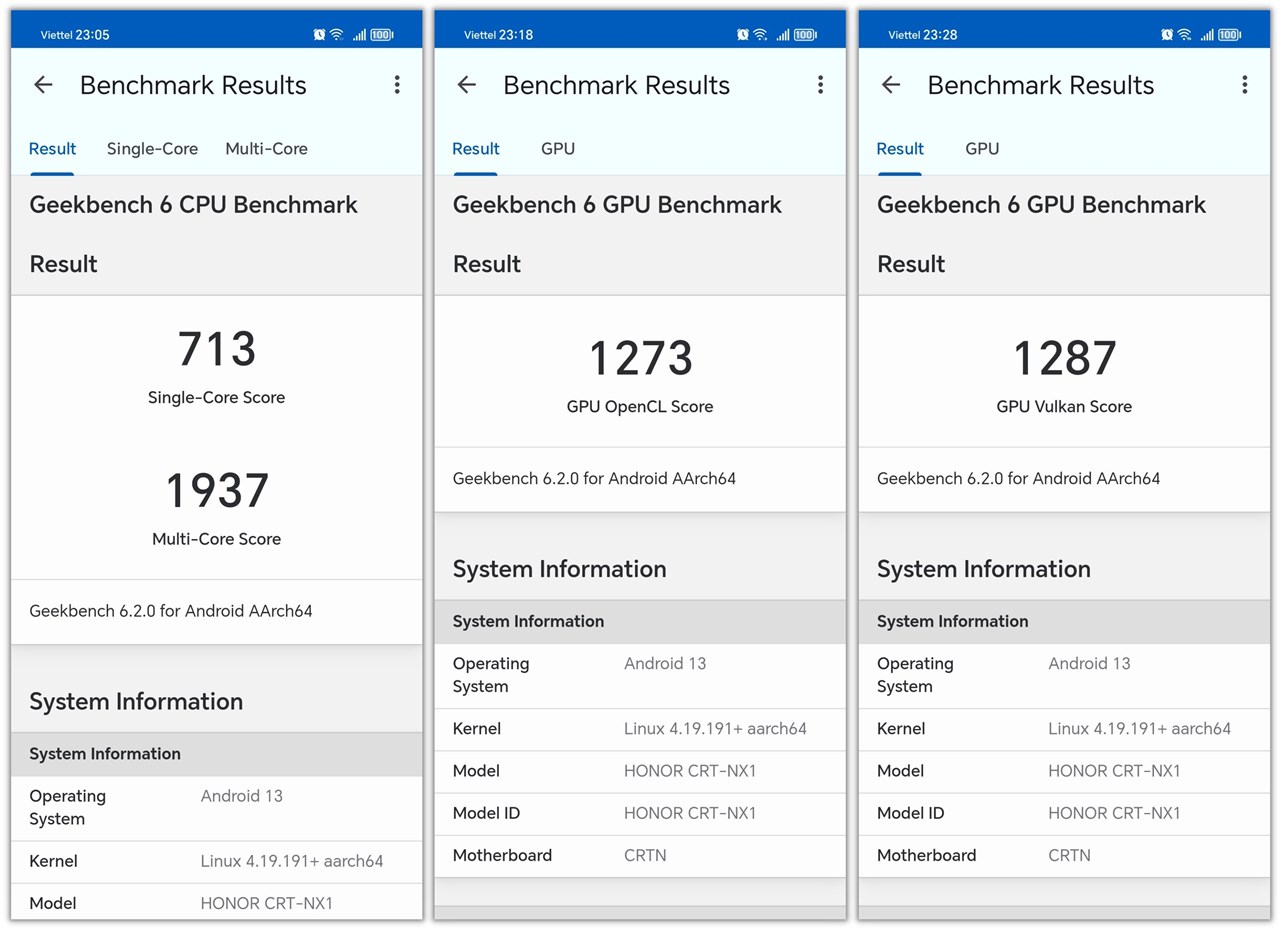 Điểm GeekBench 6 của Honor 90 Lite.