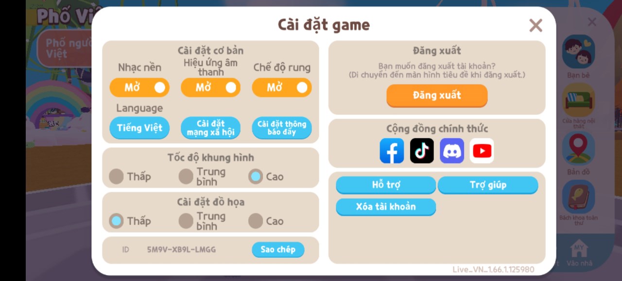 Thiết lập đồ hoạ trong Play Together mà mình chỉnh với Honor 90 Lite.