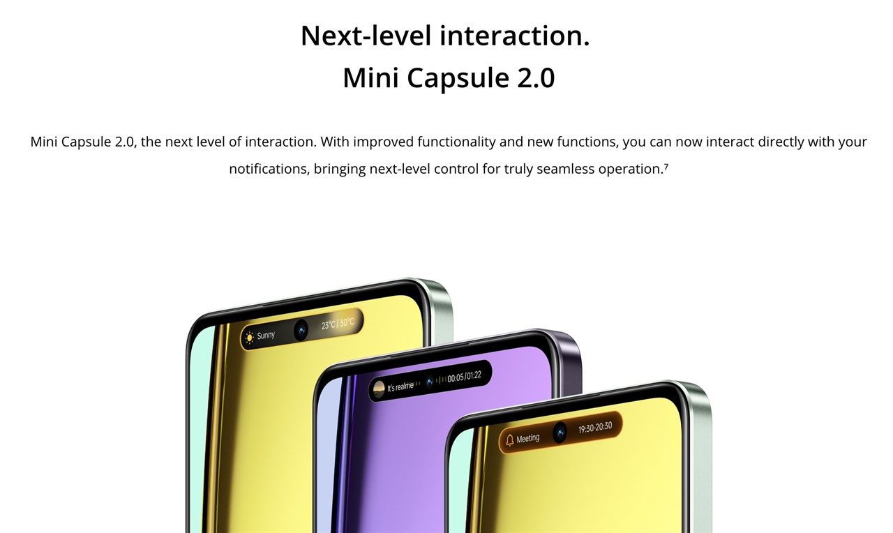 Mini Capsule 2.0 trên màn hình realme C67 5G. Nguồn: realme. Mini Capsule 2.0 trên màn hình realme C67 5G. Nguồn: realme.