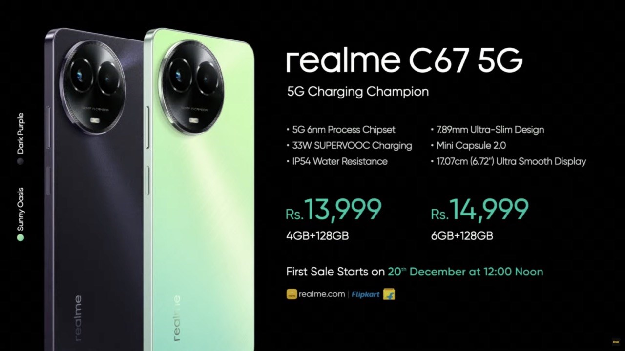 Giá realme C67 5G tại thị trường Ấn Độ. Nguồn: realme. Giá realme C67 5G tại thị trường Ấn Độ. Nguồn: realme.