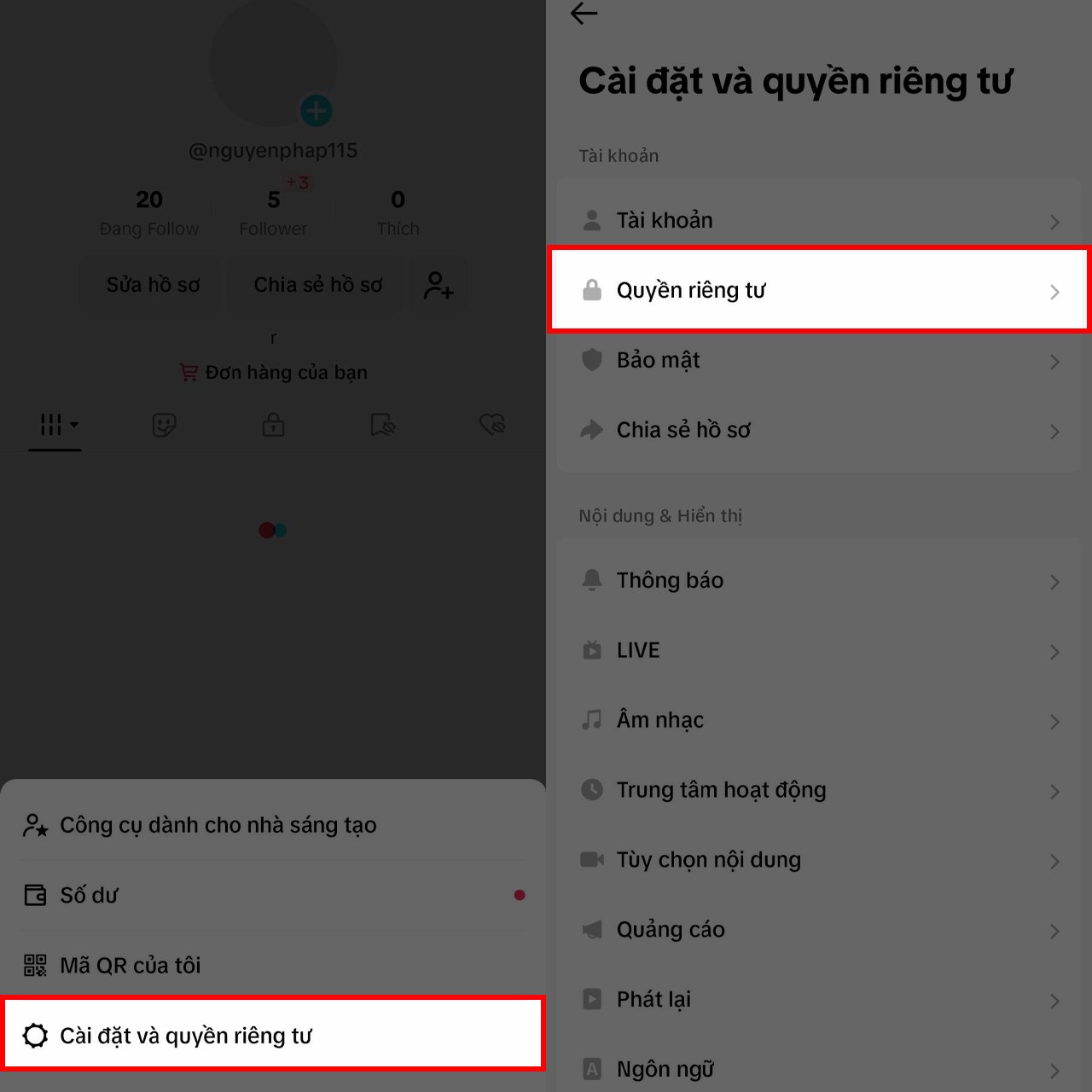 Cách bật tài khoản riêng tư trên TikTok Cách bật tài khoản riêng tư trên TikTok