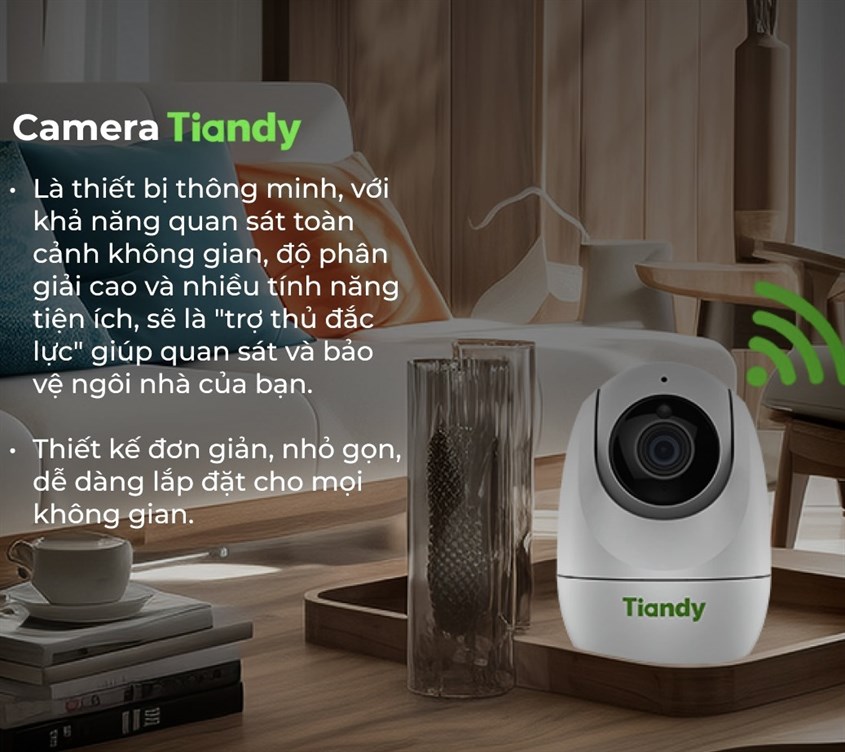 Camera Tiandy được thiết kế nhỏ gọn, phù hợp cho nhiều không gian khác nhau