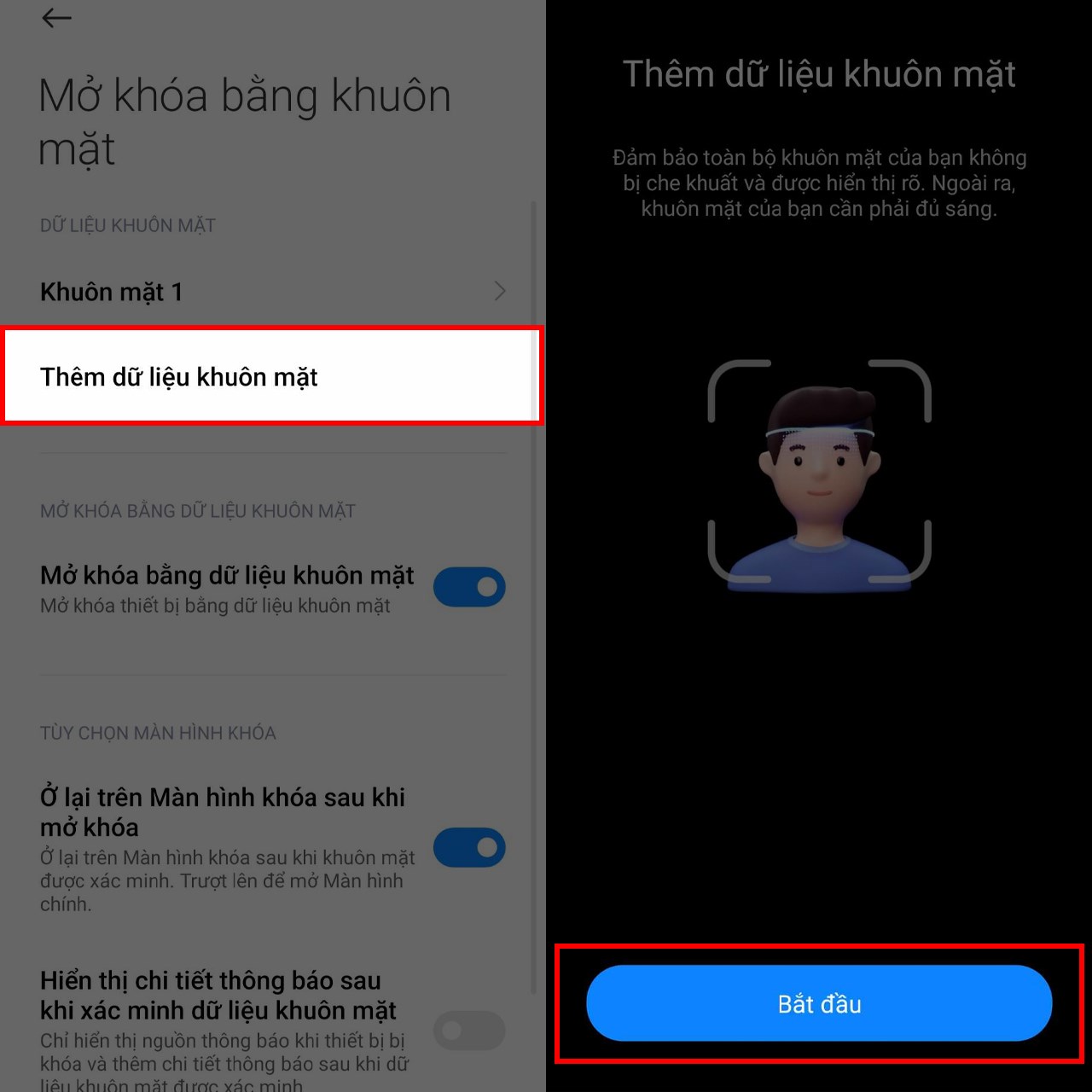 Điện thoại Xiaomi không nhận diện khuôn mặt