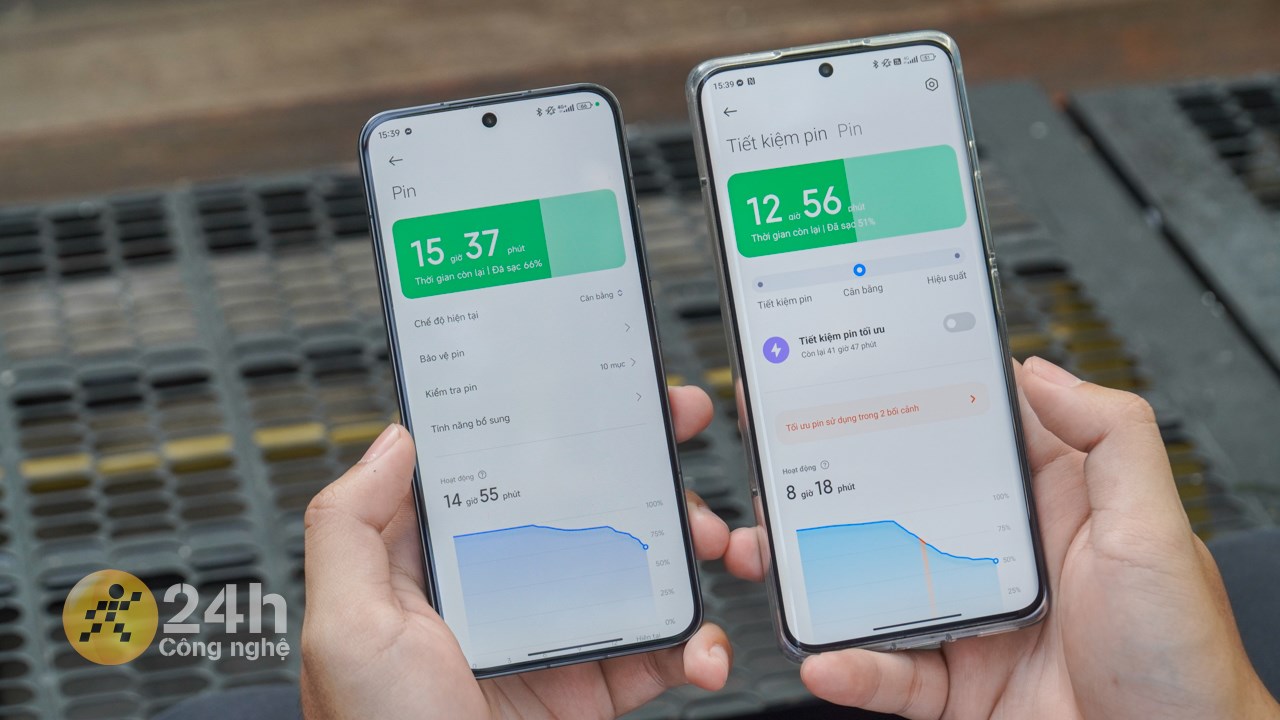 PIn trên Xiaomi HyperOS (trái) có nhiều tùy chọn hơn. PIn trên Xiaomi HyperOS (trái) có nhiều tùy chọn hơn.