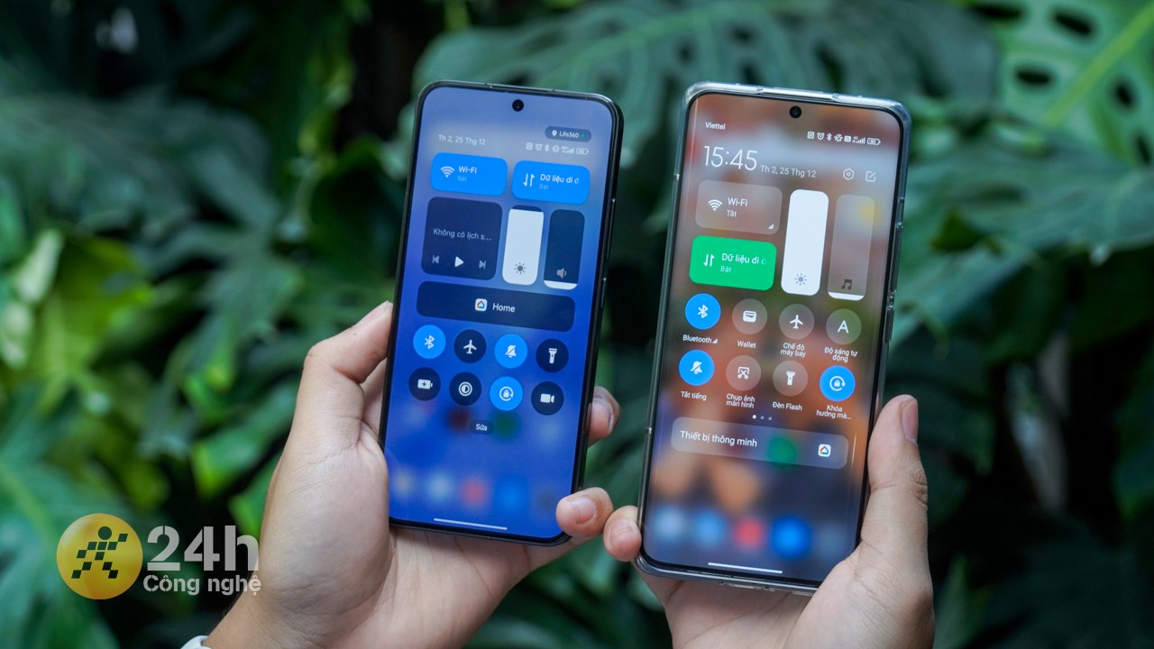 Thanh tác vụ trên Xiaomi HyperOS (trái) đơn giản, trực quan hơn nhưng do ko có chữ như MIUI 14 (phải) nên hơi mất thời gian để làm quen. Thanh tác vụ trên Xiaomi HyperOS (trái) đơn giản, trực quan hơn nhưng do ko có chữ như MIUI 14 (phải) nên hơi mất thời gian để làm quen.