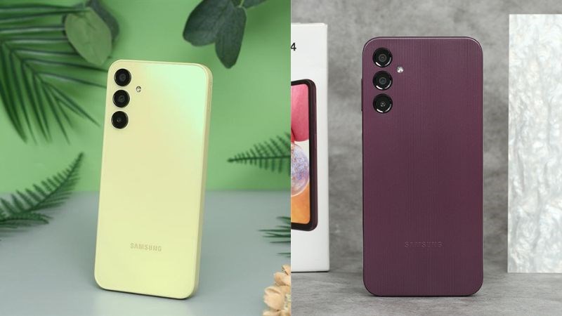 Samsung A15 với mặt lưng bóng và Samsung A14 với mặt lưng nhám Samsung A15 với mặt lưng bóng và Samsung A14 với mặt lưng nhám