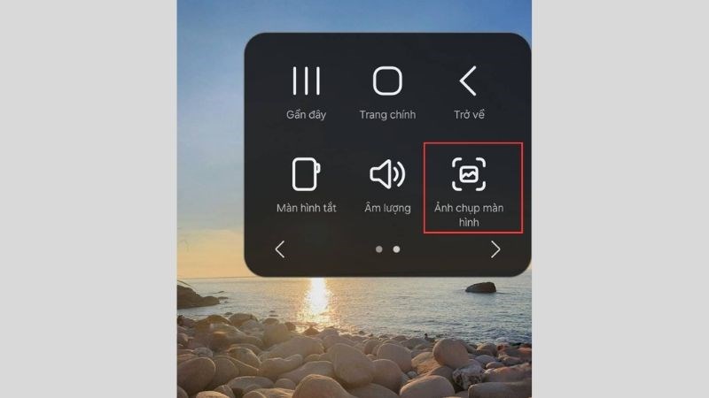 Chọn Chụp màn hình trong phần Menu hỗ trợ