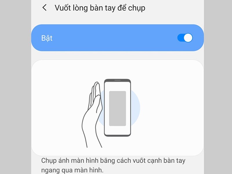 Chụp màn hình bằng cách vuốt từ trái sáng phải ngang qua màn hình