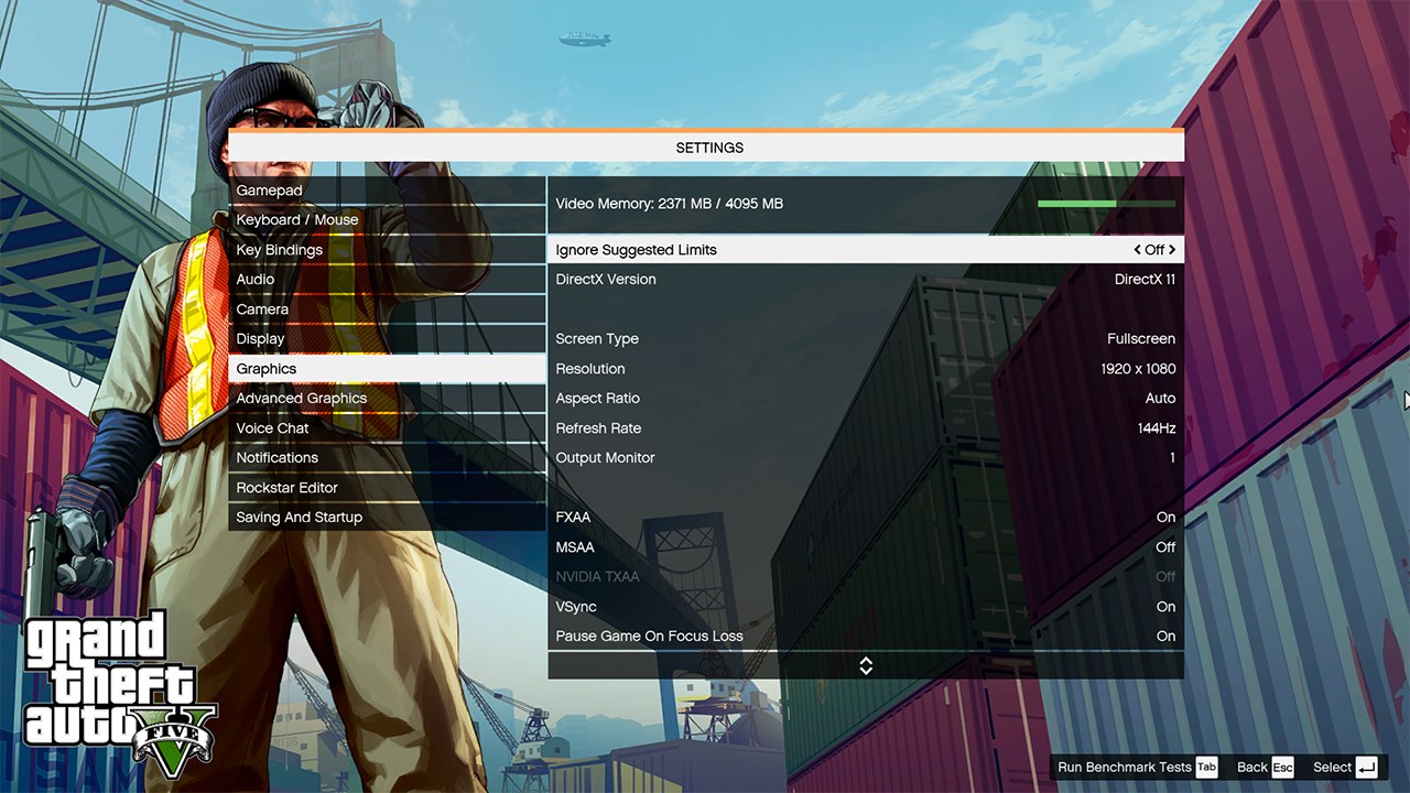 Thiết lập đồ họa GTA V mà mình đặt trên Lenovo Ideapad Gaming 3 15ACH16.