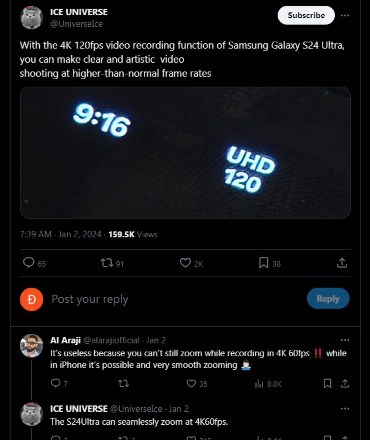 bài đăng của Ice Universe trên X (Twitter)