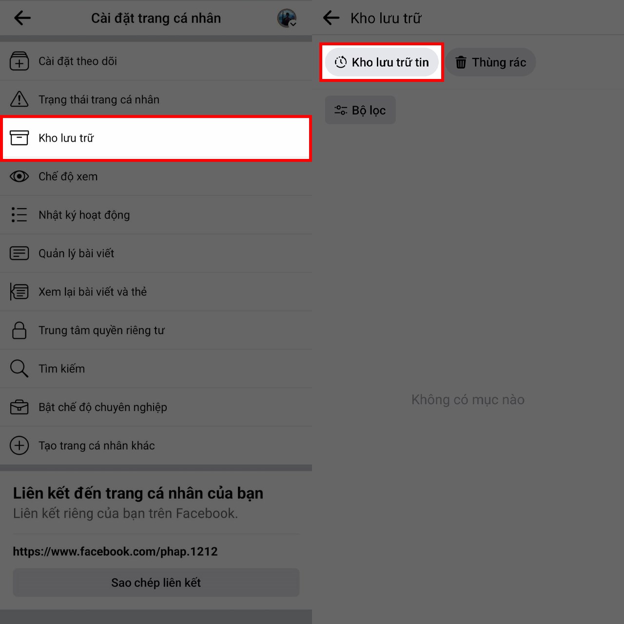 Cách bật tự động lưu trữ tin Facebook