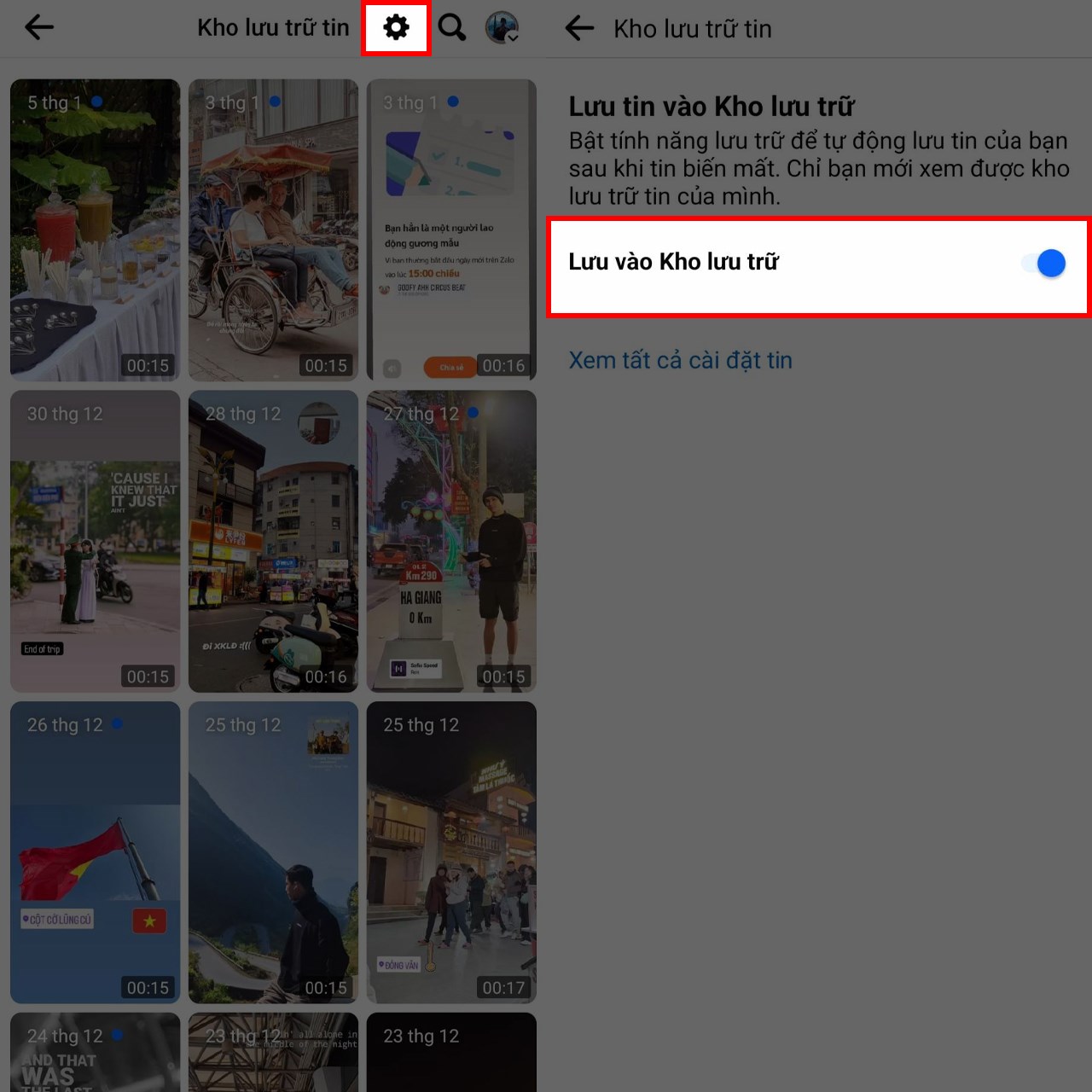 Cách bật tự động lưu trữ tin Facebook