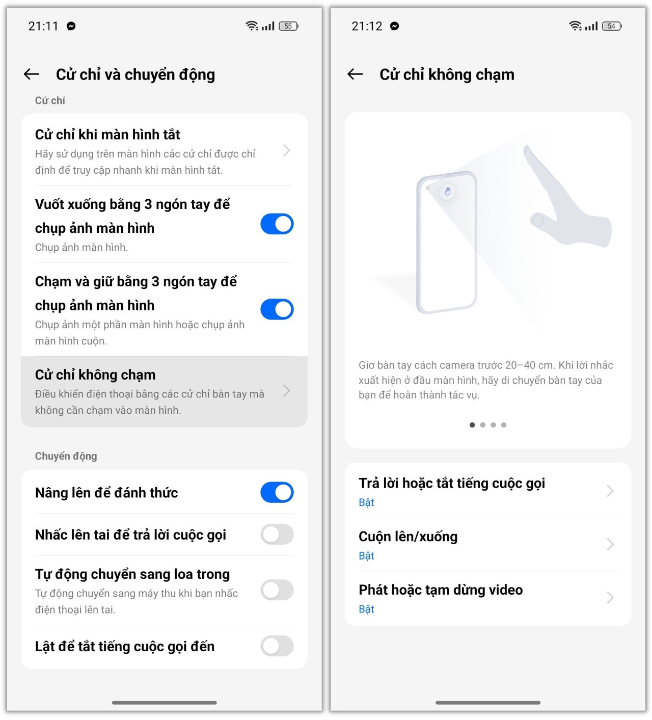 Tính năng Cử chỉ không chạm trên ColorOS 14 của OPPO Reno11 Pro 5G. Tính năng Cử chỉ không chạm trên ColorOS 14 của OPPO Reno11 Pro 5G.