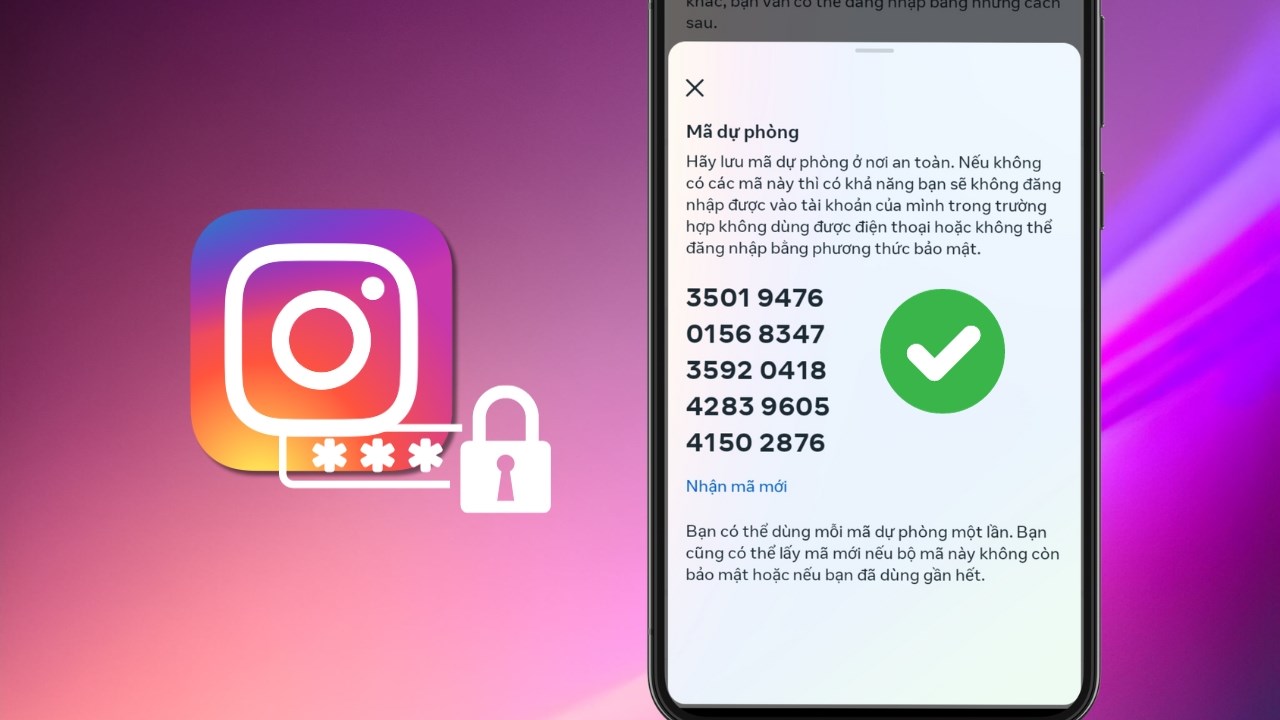 Cách lấy mã dự phòng Instagram khi bảo mật 2 lớp