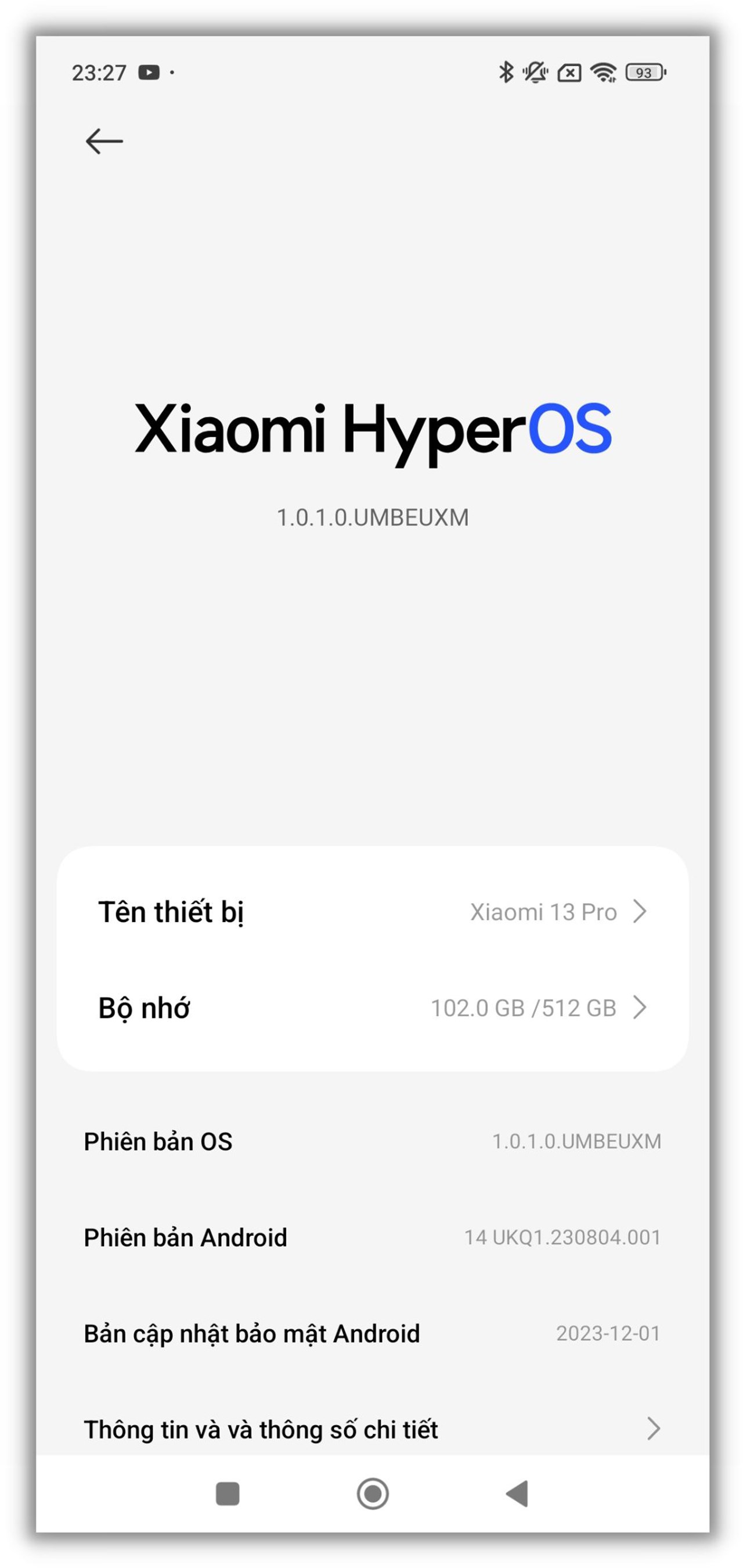 Đây là giao diện hệ thống sau khi mình cập nhật Xiaomi HyperOS trên Xiaomi 13 Pro.