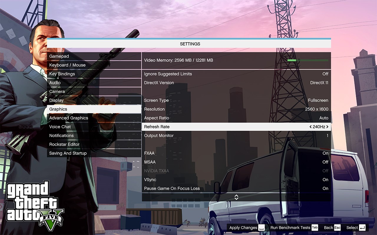 Thiết lập đồ họa GTA V mà mình đã đặt trên  ASUS ROG Strix SCAR 16 2024.