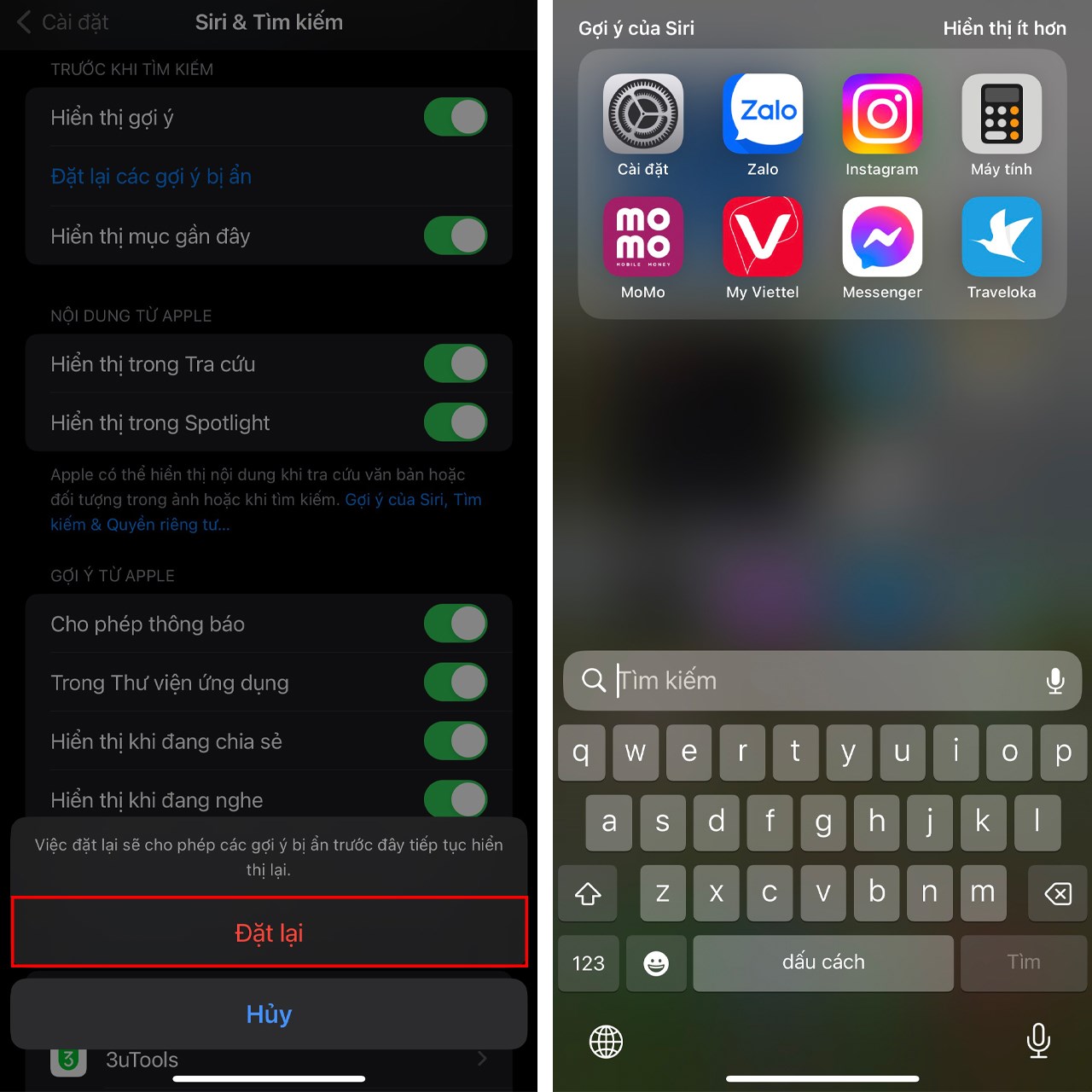 Cách reset gợi ý Siri bị ẩn trên iPhone