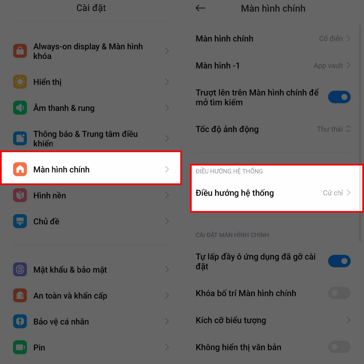 Hướng dẫn cách ẩn thanh điều hướng Xiaomi