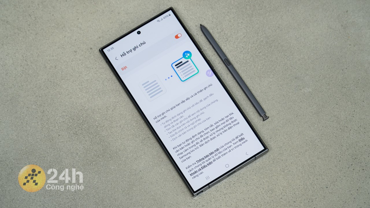 Galaxy AI trên Galaxy S24 Ultra có khả năng hỗ trợ ghi chú tuyệt vời.