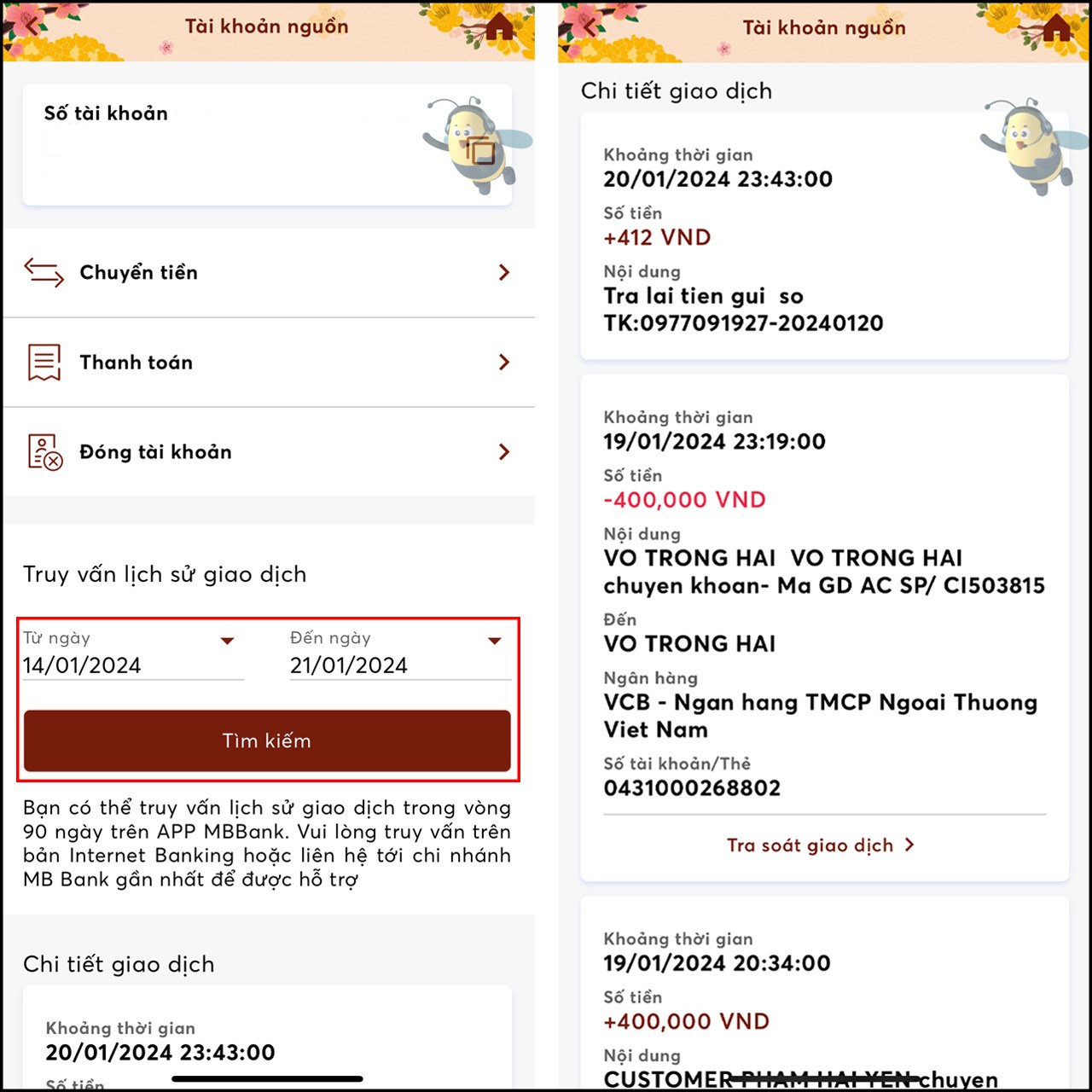 Cách xem lịch sử giao dịch MB Bank