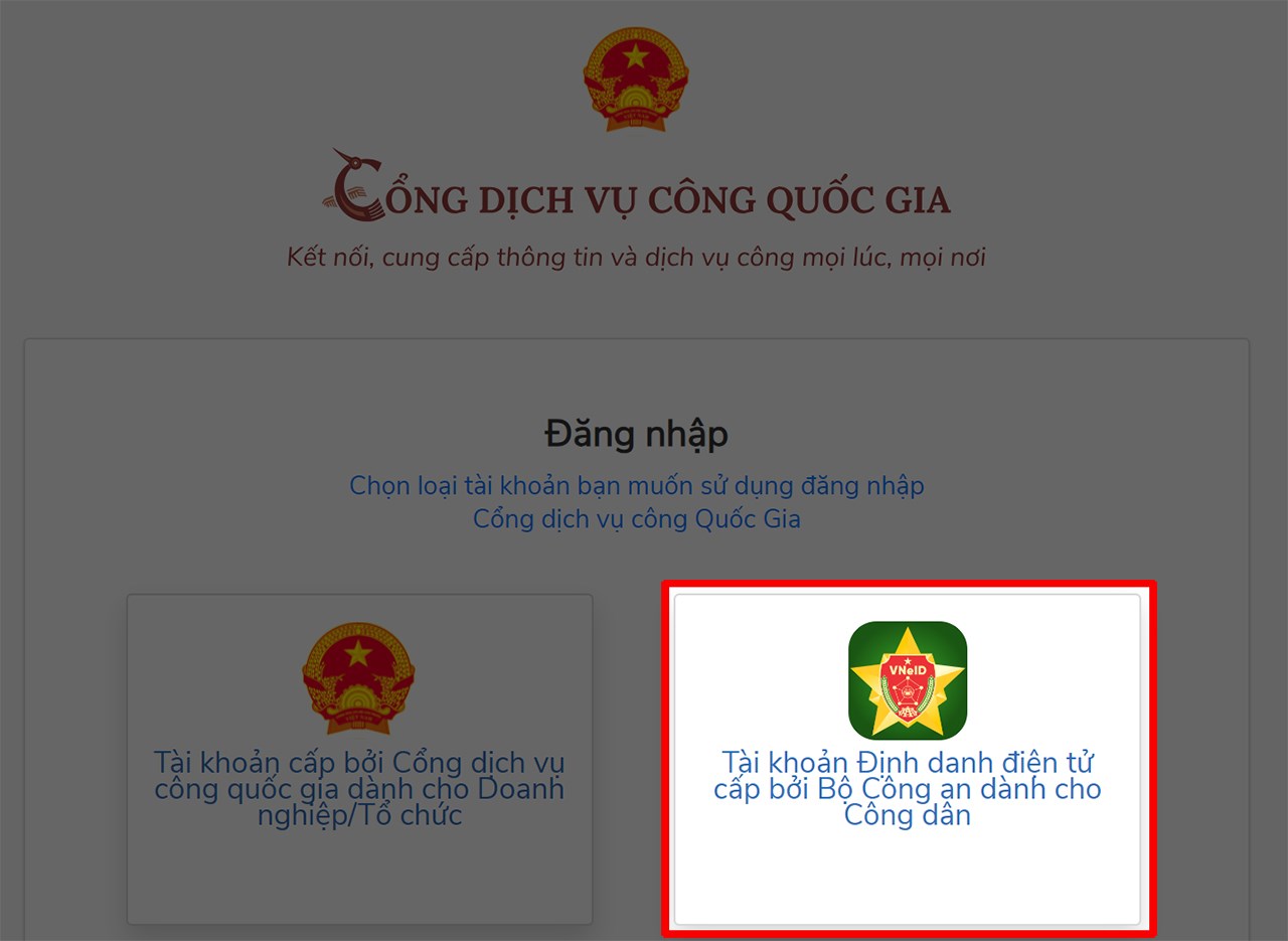 Cách đăng nhập cổng dịch vụ công bằng VNeID trên máy tính Cách đăng nhập cổng dịch vụ công bằng VNeID trên máy tính