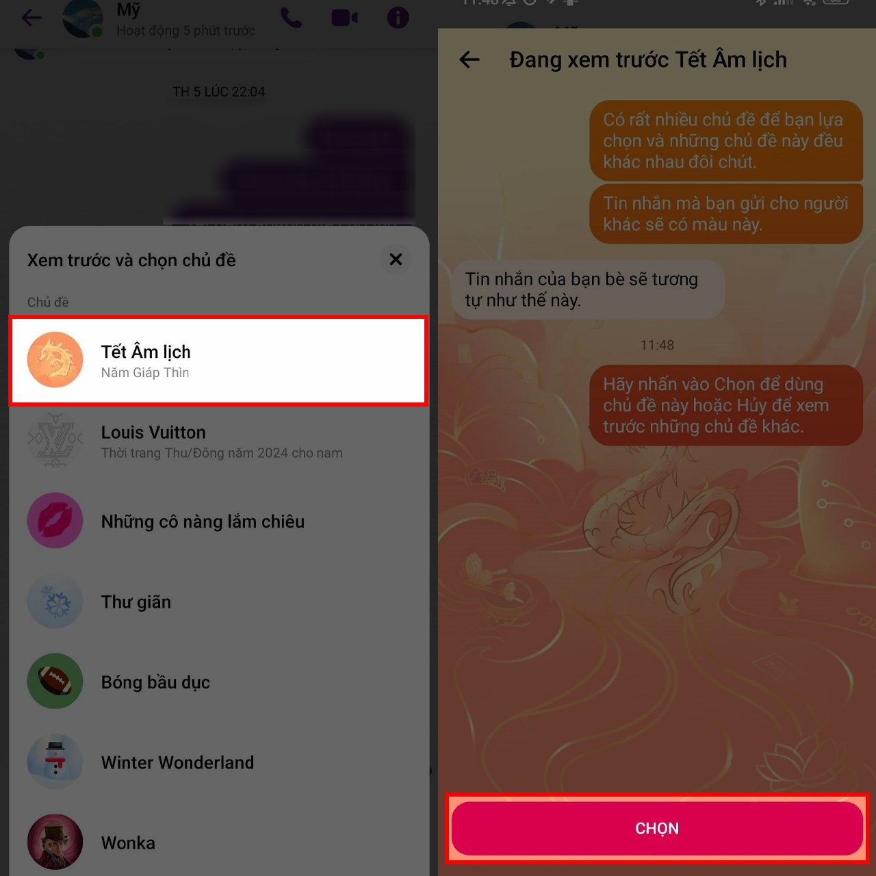 Cách cài chủ đề Tết 2024 trên Messenger Cách cài chủ đề Tết 2024 trên Messenger