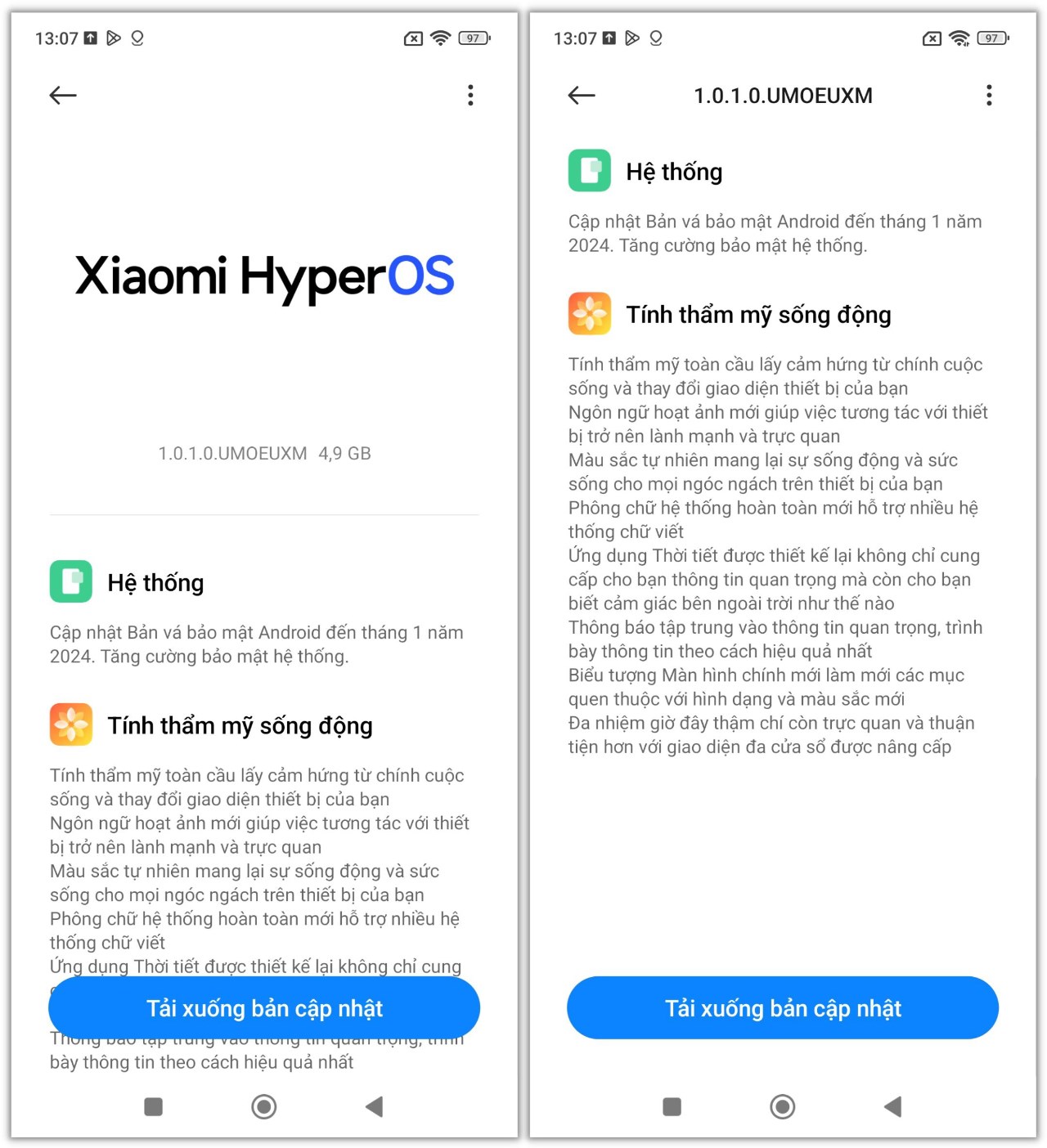 Đây là chi tiết về bản cập nhật Xiaomi HyperOS trên Redmi Note 12 Pro 5G.